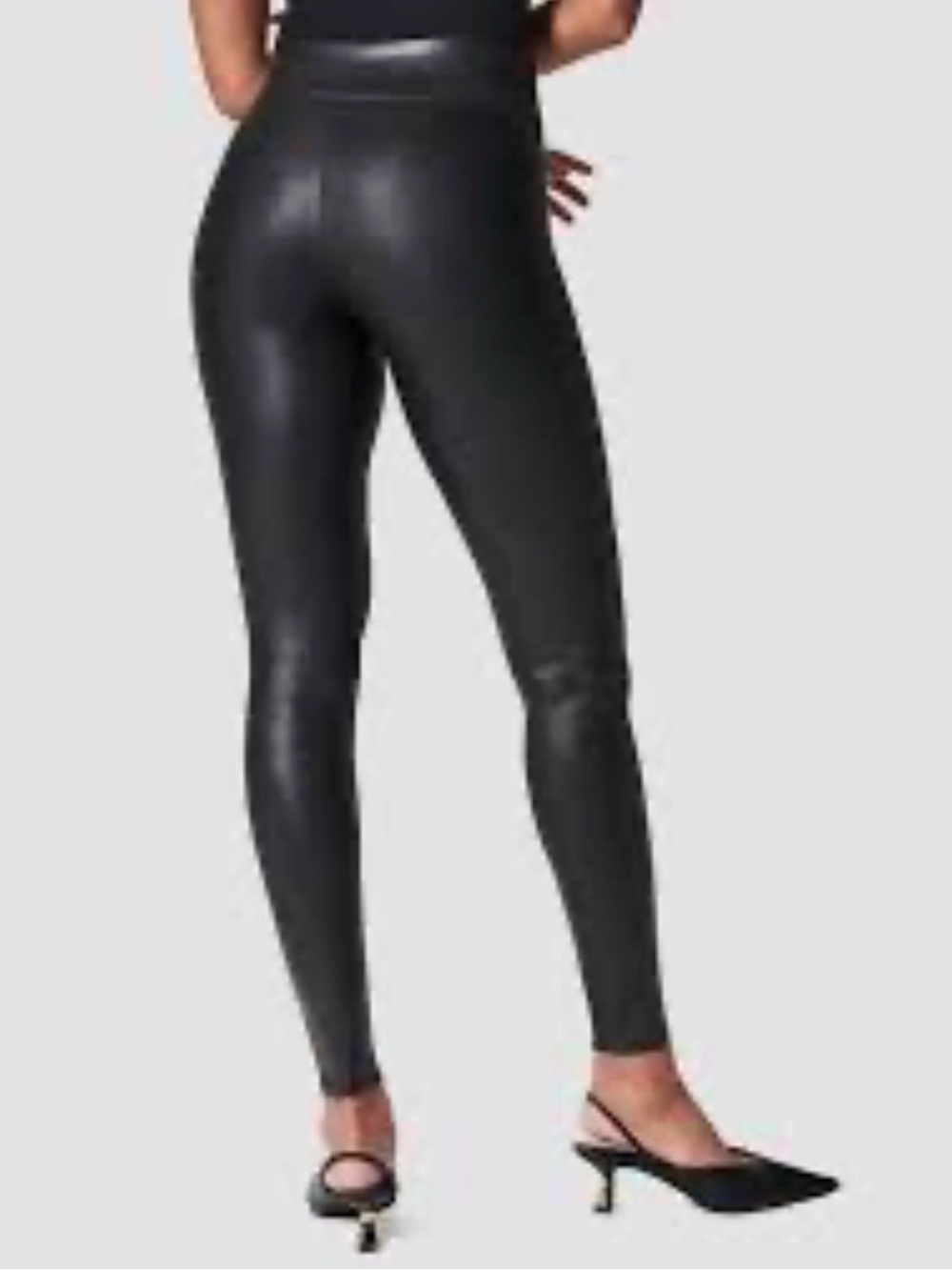 Spanx Faux Leather High-Rise Black Leggings Very Fitted Size Large